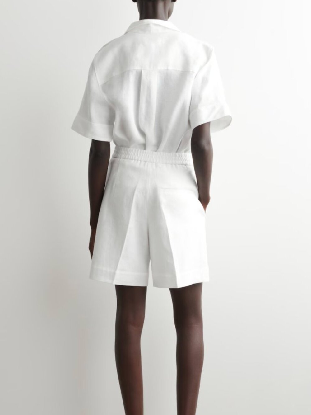 COS White 100% Linen Pull-On Shorts Size Large - Picture 2 of 13